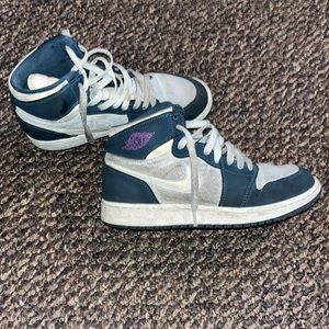 Navy Blue and White Women’s Air Jordan 1s